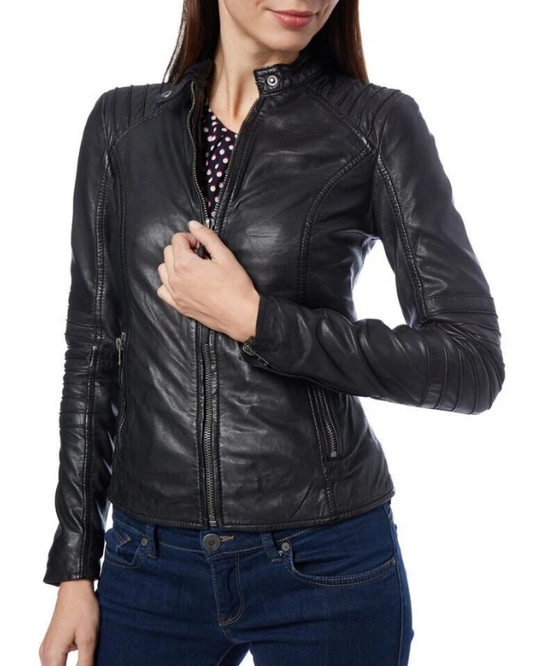 Women's Genuine Lambskin Real Leather Jacket RXWJ004