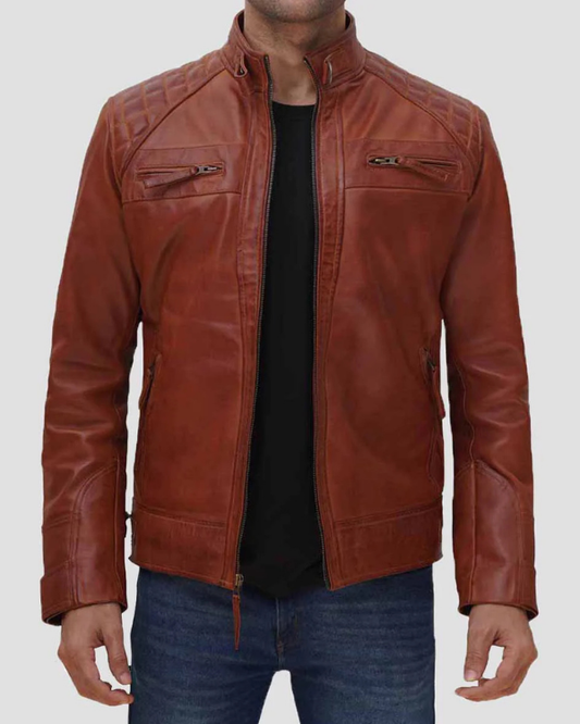 Men's Genuine Lambskin Removable Hooded Leather Jacket RXMJ0050