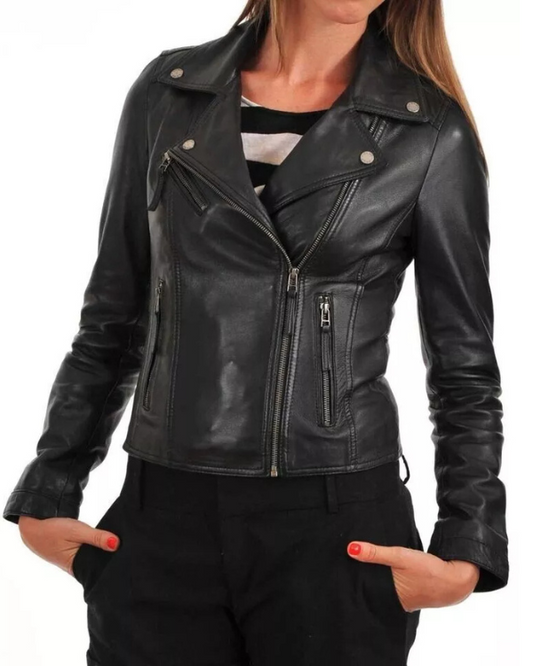 Women's Genuine Lambskin Real Leather Jacket RXWJ005