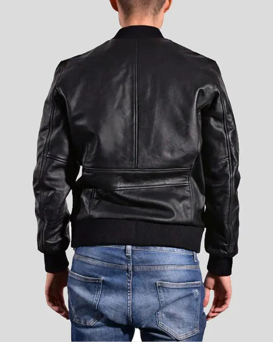 Men's Genuine Lambskin Bomber Leather Jacket RXMJ0015