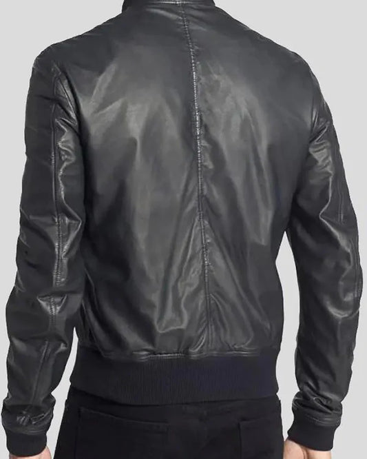 Men's Genuine Lambskin Bomber Leather Jacket RXMJ0016