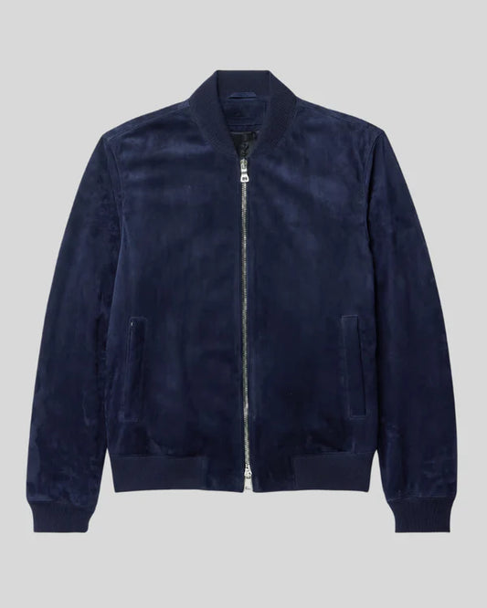 Men's Genuine Lambskin Bomber Suede Leather Jacket RXMJ0017