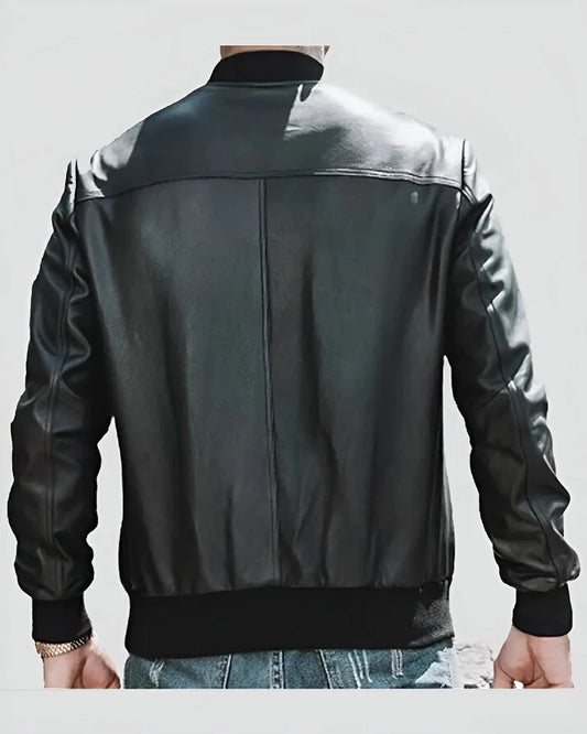 Men's Genuine Lambskin Bomber Leather Jacket RXMB003