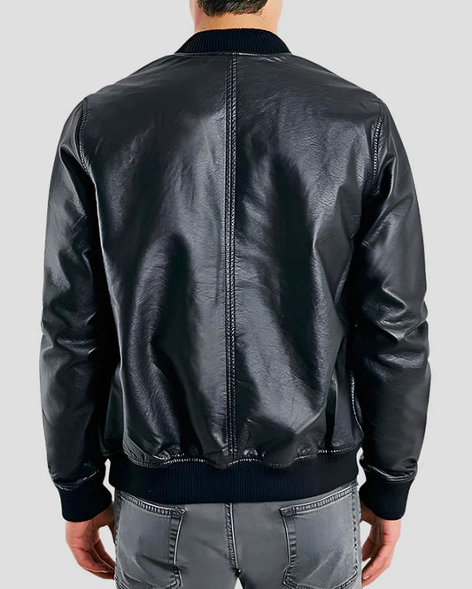 Men's Genuine Lambskin Bomber Leather Jacket RXMB005