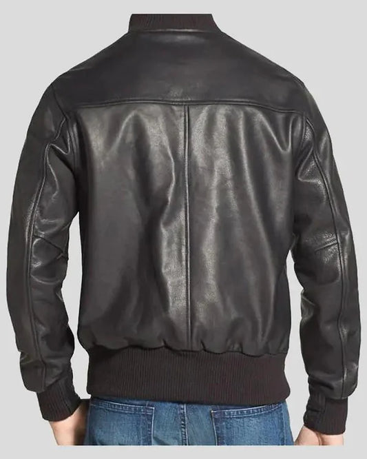 Men's Genuine Lambskin Bomber Leather Jacket RXMB006