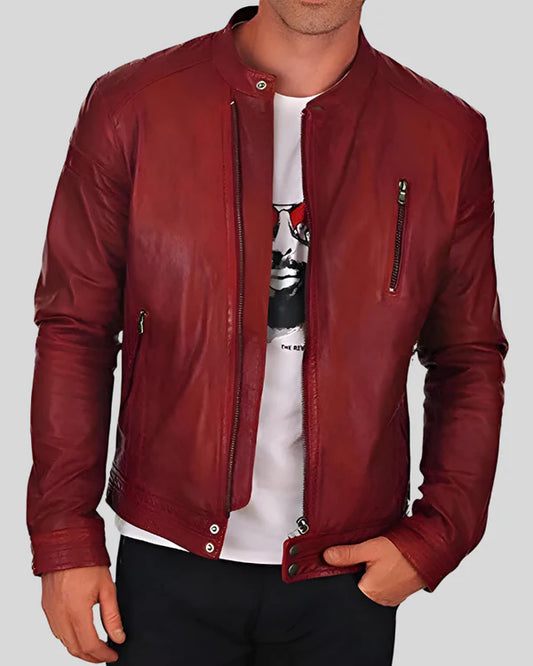 Men's Genuine Lambskin Real Leather Jacket RXMJ0012