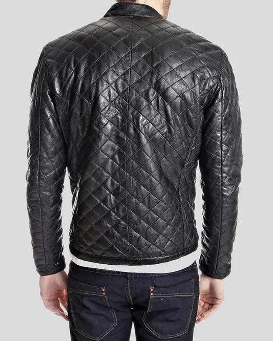Men's Genuine Lambskin Real Quilted Leather Jacket RXMJ0014