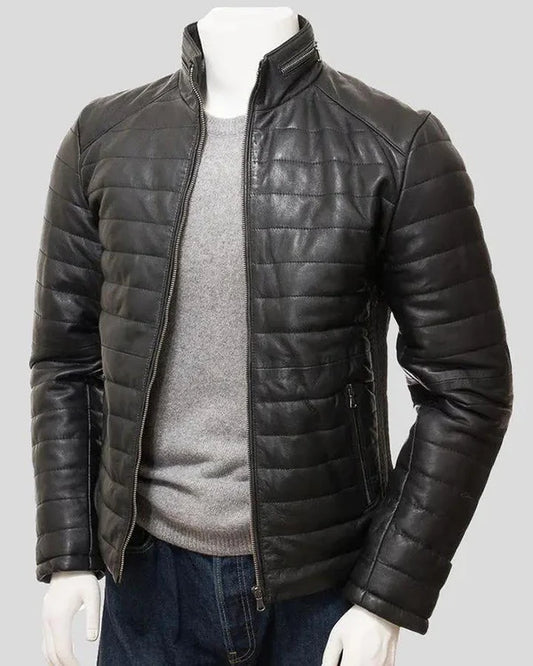 Men's Genuine Lambskin Real Quilted Leather Jacket RXMJ0015