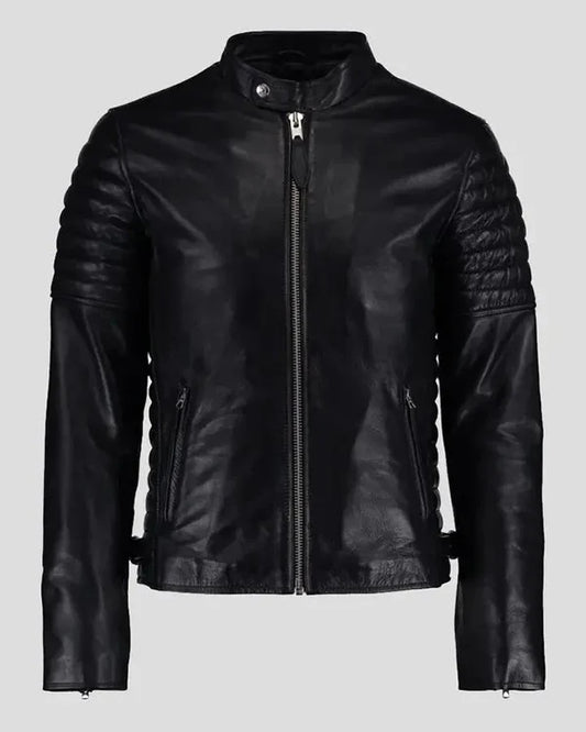 Men's Genuine Lambskin Real Quilted Leather Jacket RXMJ0016