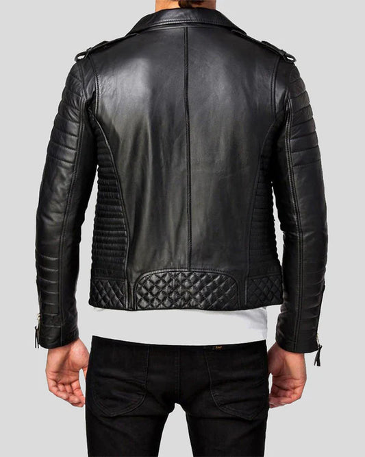 Veste de motard matelassée en cuir véritable d'agneau véritable pour homme RXMJ003 