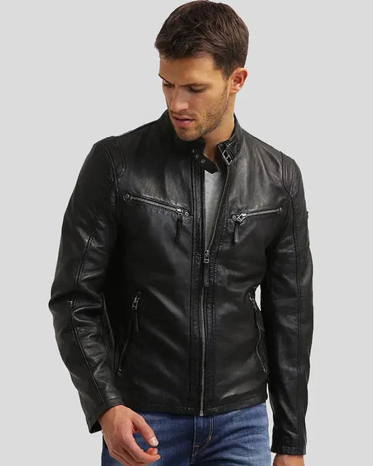 Men's Genuine Lambskin Real Leather Jacket RXMJ004