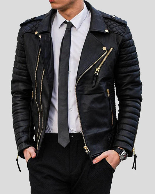 Men's Genuine Lambskin Quilted Real Leather Jacket RXMJ006