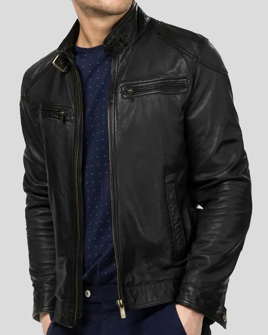Men's Genuine Lambskin Real Leather Jacket RXMJ007
